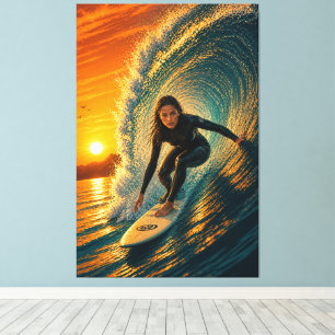Impression sur toile Golden Barrel Surfer Girl