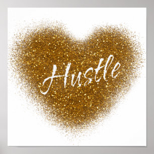 Impression sur toile inspirante cœur HUSTLE paille