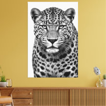Impression sur toile majestueux léopard noir et bl