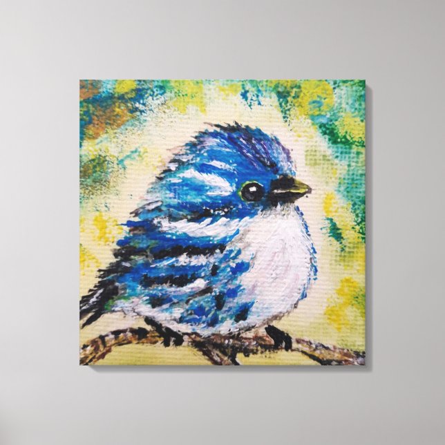 Impression sur toile Petit Oiseau Bleu (Recto)