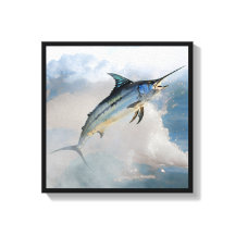 Impression sur toile tendue avec marlin sauteur