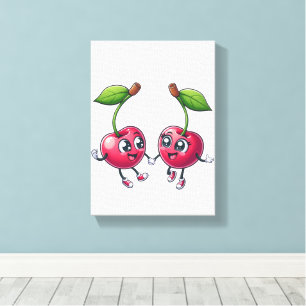 Impression sur toile tendue Couple de cerises heur