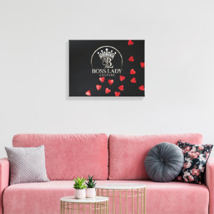 Impression sur toile tendue de Boss Lady Hearts