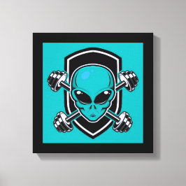 Impression sur toile tendue Gymnase Alien sarcelle