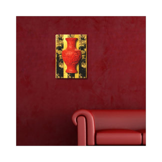 Impression sur toile tendue Vase Rouge Asiatique C