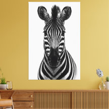 Impression sur toile Zèbre noir et blanc gras