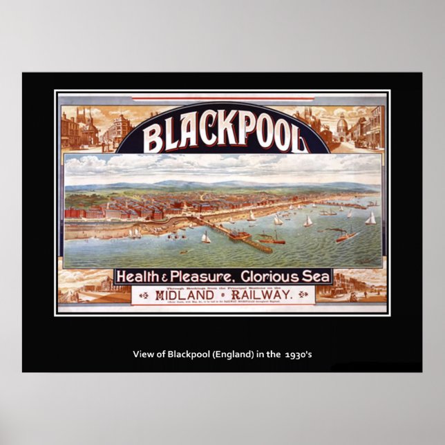 Impression vintage British Poster Blackpool (Devant)