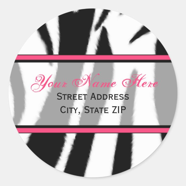 Impression Zebra avec Étiquettes de adresse roses (Devant)