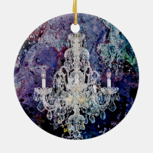 Impressionismus-Aquarell Edwardian Leuchter Keramikornament (Hinten)