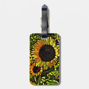 Impressionismus Malerei Land gelbe Sonnenblume Gepäckanhänger