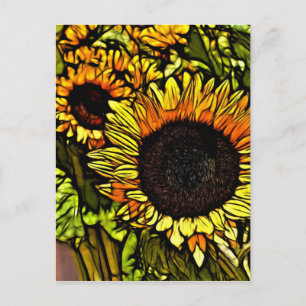 Impressionismus Malerei Land gelbe Sonnenblume Postkarte