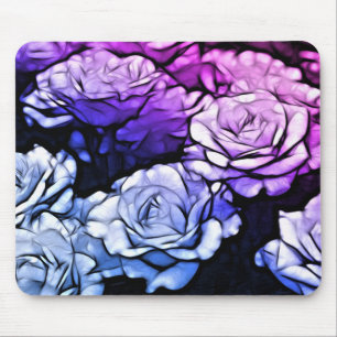 Impressionismus Shabby Chic Blaue Lila Rose Mousepad
