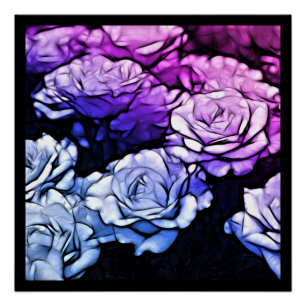 Impressionismus Shabby Chic Blaue Lila Rose Poster