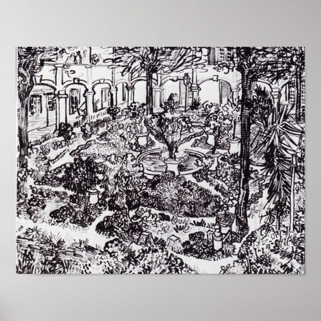Impressionismus Vincent Van Gogh Garten des Hospit Poster (Vorne)