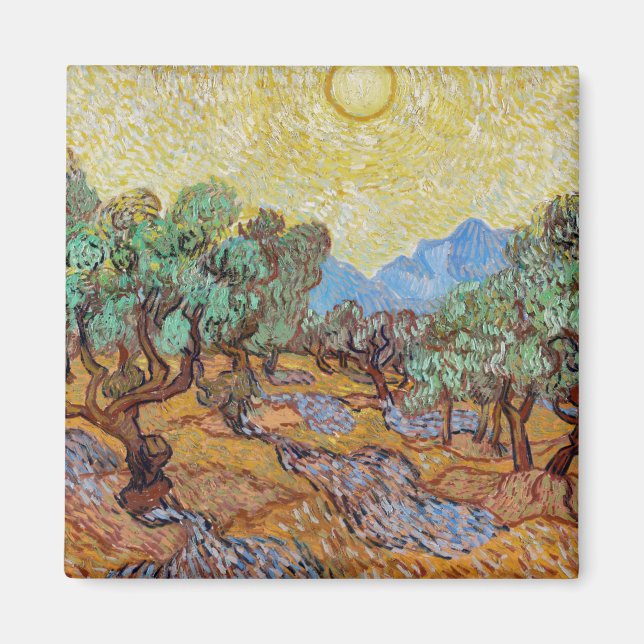 Impressionismus Vincent Van Gogh Olivenbäume Berüh Magnet (Vorne)