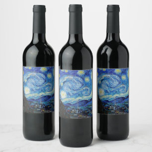 Impressionismus Vincent Van Gogh Starry Starry Nig Weinetikett