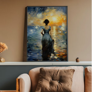 Impressionismus von Mädchen und Meer Fotodruck
