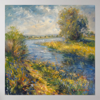 Impressionist A I Painting Springtime by River Poster