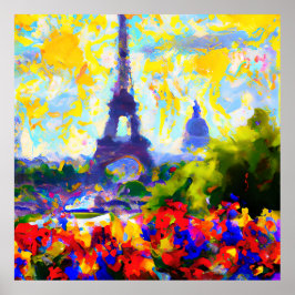 Impressionist Abstrakt Paris Blume Eiffelturm Poster