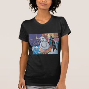 Impressionist Art Poodles Paris Café T-Shirt