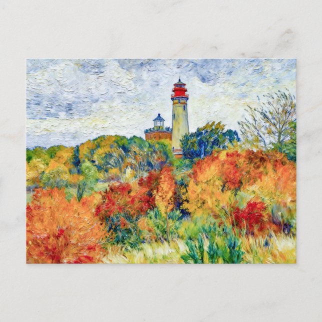 Impressionist Autumn Scene at Kap Arkona Lighthous Postkarte (Vorderseite)