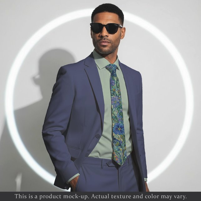 Impressionist Blue Floral Necktie Krawatte (Von Creator hochgeladen)