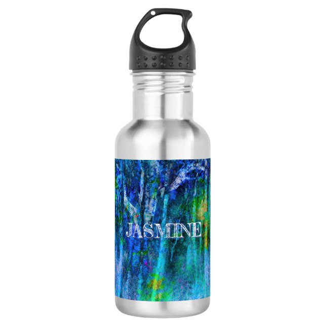 Impressionist Blue TREES Edelstahlflasche (Vorderseite)
