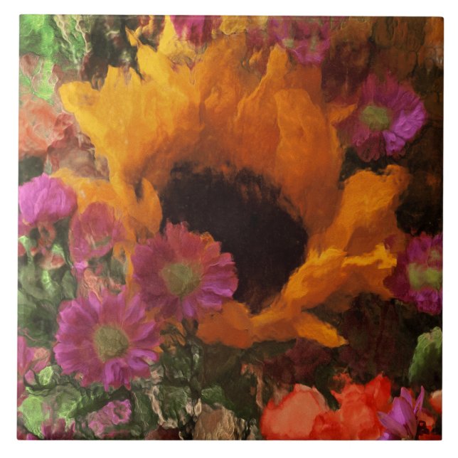 Impressionist-Blumenstrauß Fliese (Vorderseite)