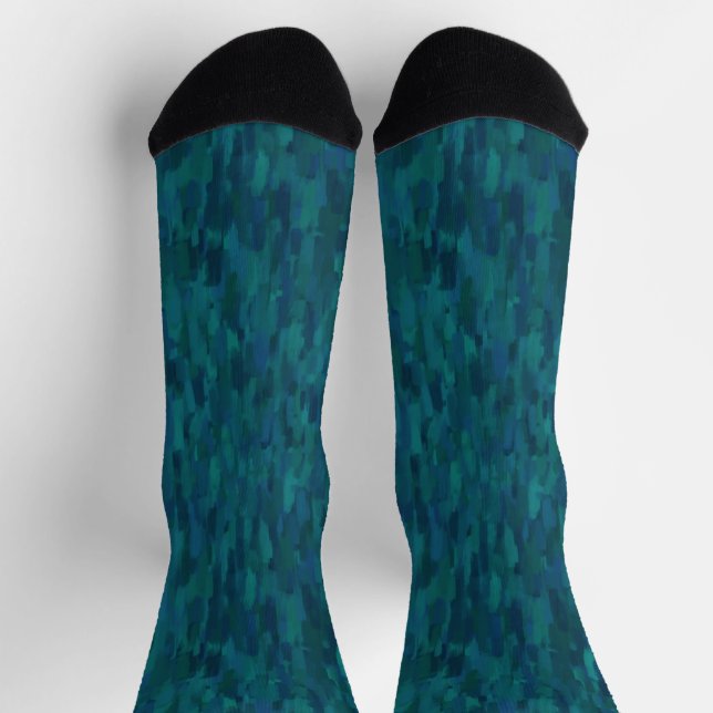 Impressionist Brush Strokes, Navy, Teal, Blue Socken (Oben)
