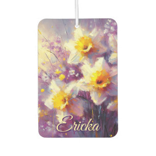Impressionist Daffodil Floral Lila Personalisiert Autolufterfrischer