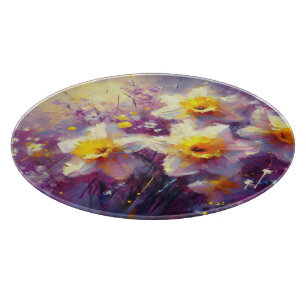Impressionist Daffodin, Lila gelb, floral Schneidebrett