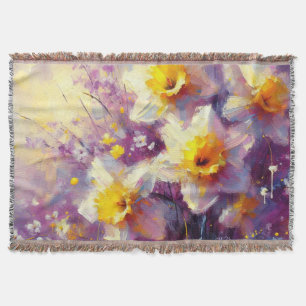 Impressionist Daffodin Lila Gelbe Kunst Decke