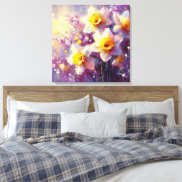 Impressionist Daffodin Lila Gelbe Kunst Leinwanddruck