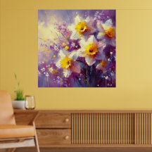 Impressionist Daffodin Lila Gelbe Kunst