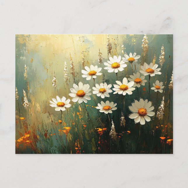 Impressionist Daisy Field Art Postkarte (Vorderseite)