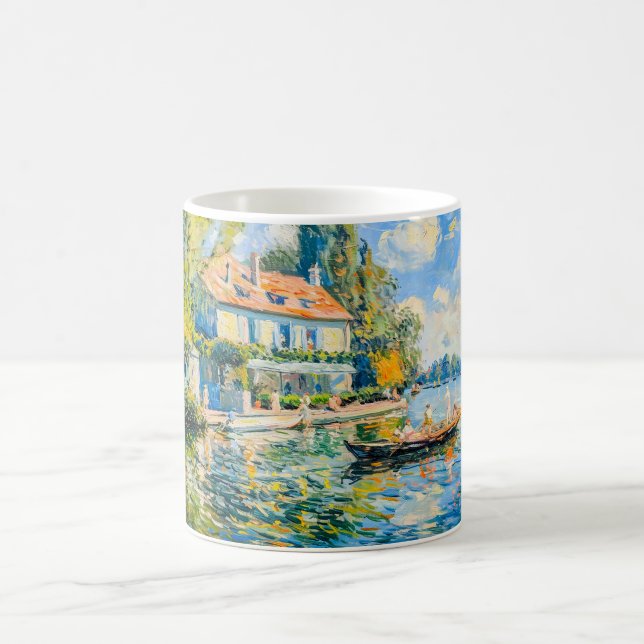 Impressionist Garden Art Mug Lakeside House with B Kaffeetasse (Mittel)