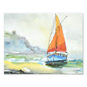 Impressionist Golden Sail Ozean-Brise Fotodruck