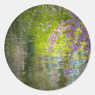 Impressionist-Kirschblüten Runder Aufkleber