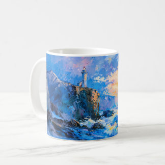 Impressionist Lighthouse by the Sea – Coastal Art  Kaffeetasse