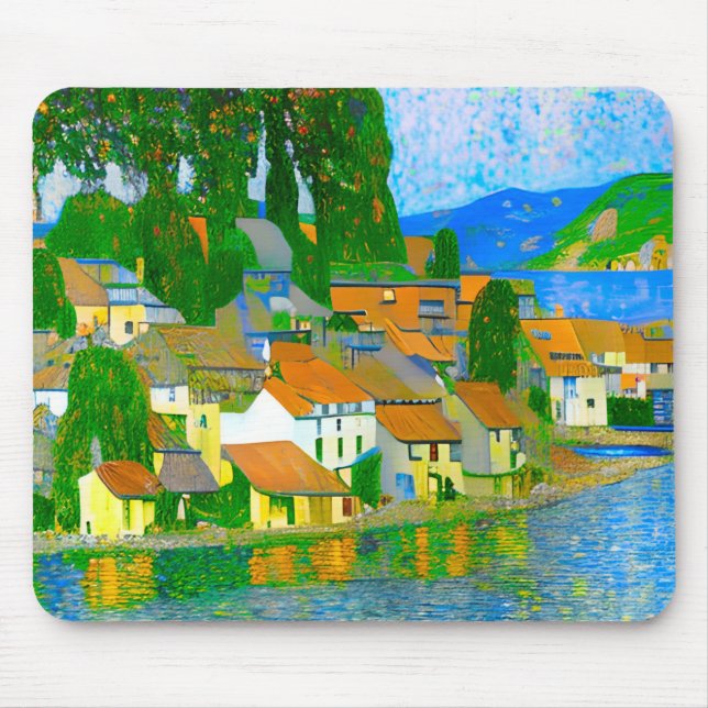 Impressionist  Mediterranean Village by the Sea   Mousepad (Vorne)