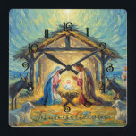 Impressionist Painting Nativity Scene Quadratische Wanduhr<br><div class="desc">Impressionist Painting Nativity Scene Designed by Carrie Fink. Printed and shipped by Zazzle or their partners.</div>