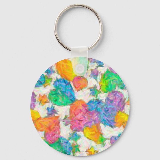 Impressionist Pastel Valentine Hearts Schlüsselanhänger (Vorderseite)