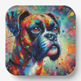 Impressionist Pop Art Boxer Dog Organisation Pappteller