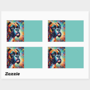 Impressionist Pop Art Boxer Dog Organisation Rechteckiger Aufkleber