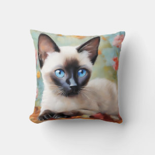 Impressionist Siamese Portrait Kissen
