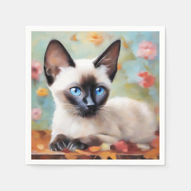 Impressionist Siamese Portrait Serviette (Vorderseite)