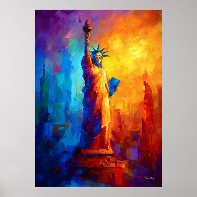 Impressionist Statue of Liberty New York Artwork Poster (Vorne)