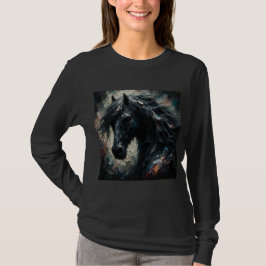 Impressionist Style Dark Horse Long Sleeve T-Shirt