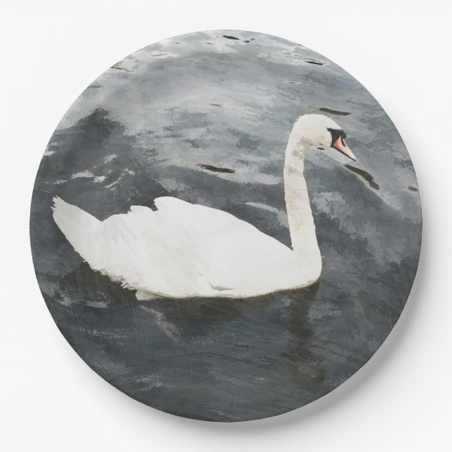 Impressionist Swan Pappteller (Vorderseite)