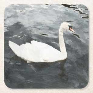 Impressionist Swan Rechteckiger Pappuntersetzer